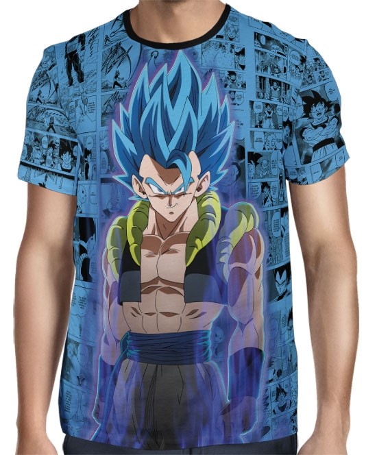 Camisa Blue Mangá Gogeta - Dragon Ball Super Broly - Camisas Full