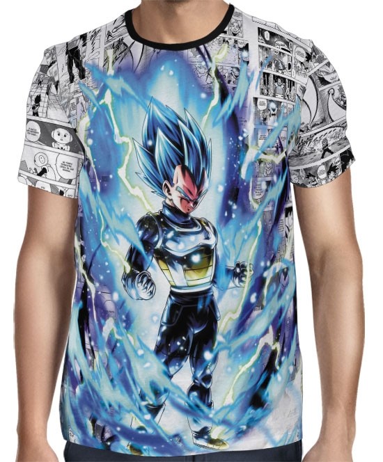 Camisa Mangá SSJ Blue Vegeta - Dragon Ball Super - Camisas Full