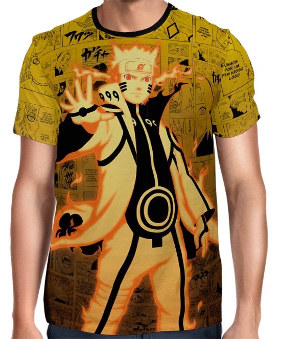 Camisa Full Print Color Mangá Premium - Naruto Chakra Mode Modelo 02 - Naruto  