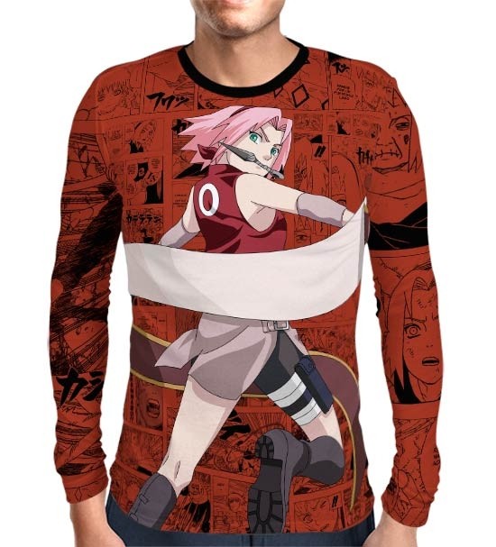 Camisa Manga Longa Naruto - Sakura - Full Print