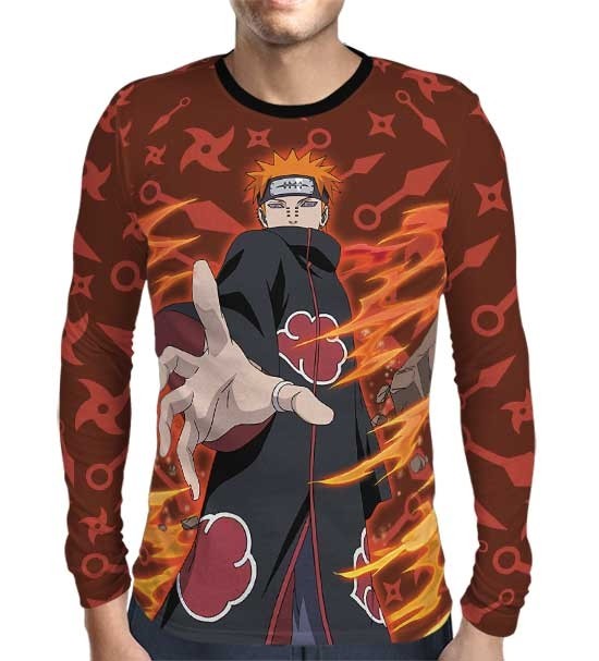 Camisa Manga Longa Naruto - Red Pain Akatsuki - Print