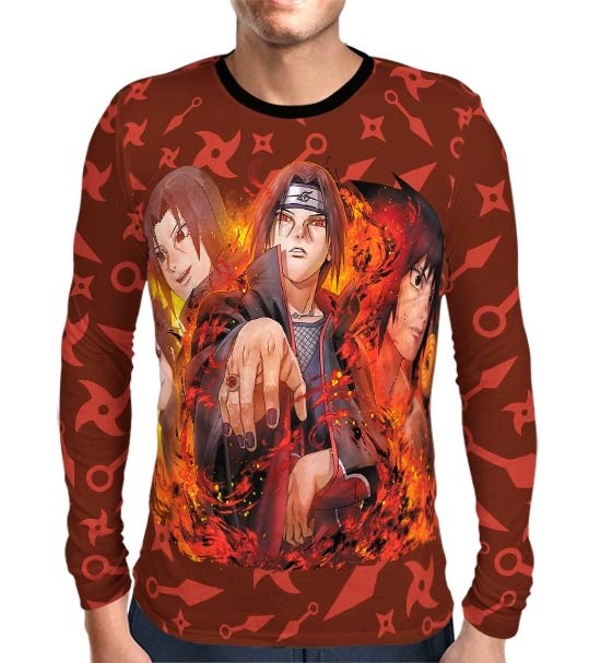 Camisa Manga Longa Naruto Red - Uchiha's Legends - Naruto
