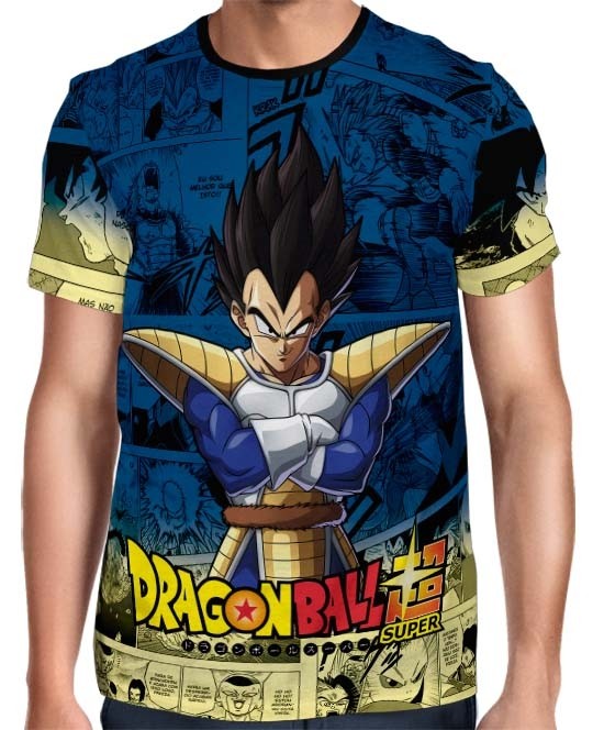 Camisa Full Print Blue Mangá Vegeta - Dragon Ball