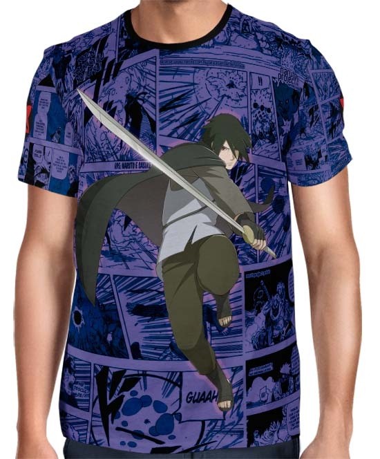 Camisa FULL Print Purple Mangá Sasuke - Naruto - Boruto