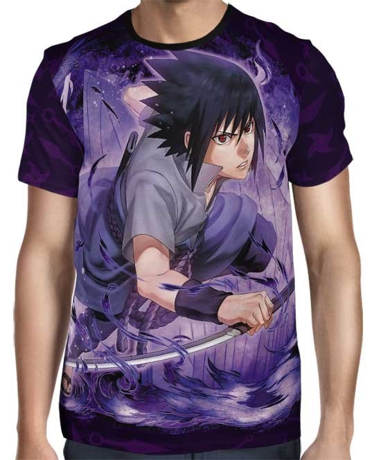 Camisa Naruto Shippuden - Sasuke Uchiha - Color Print Purple