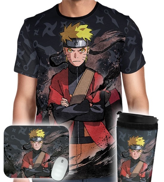 Kit Camisa Copo Mousepad - Naruto Modo Sennin