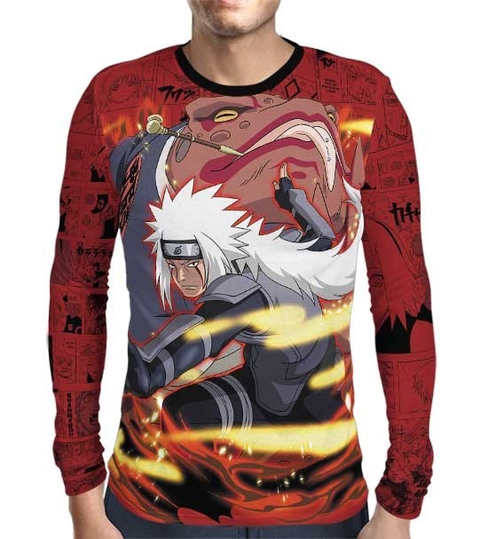 Camisa Manga Longa Naruto - Red Jiraya - Print