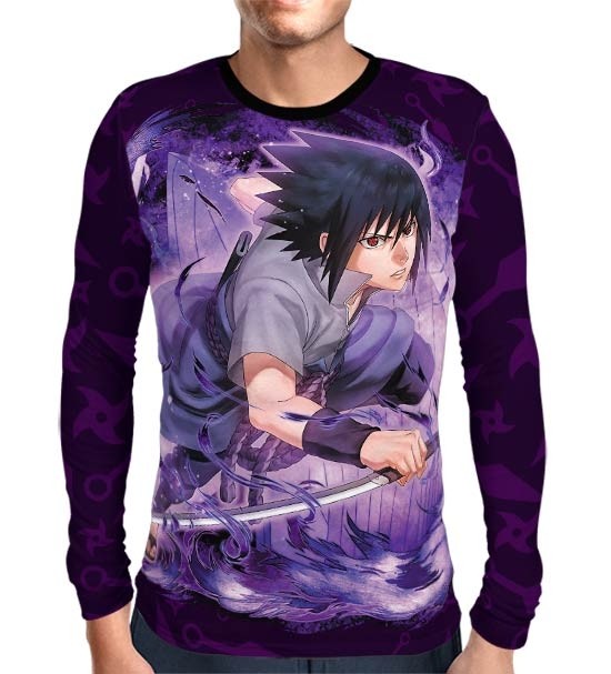 Camisa Manga Longa Naruto Purple - Sasuke Uchiha - Naruto