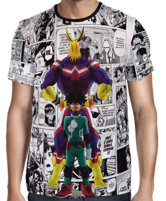 Camisa Full PRINT Mangá All Might e Midoriya - Boku No Hero Academia