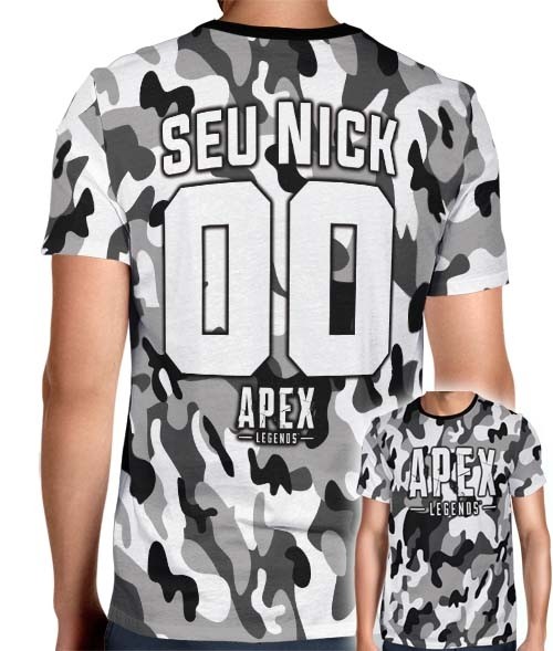 Camisa Full PRINT Camuflada Cinza Apex Legends - Personalizada Modelo Nick Name e Número
