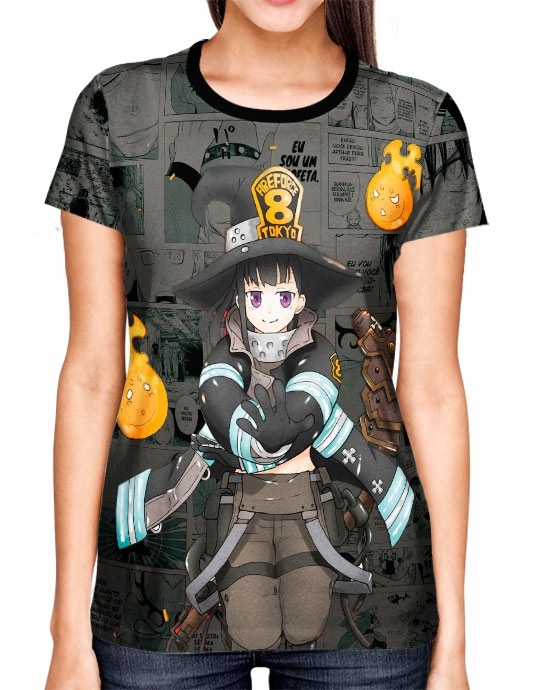 Camisa Full Print Mangá Exclusiva Maki Fire Force