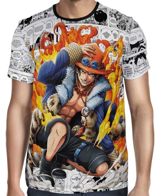 Camisa Mangá Portgas D' Ace Fire One Piece - Full Print