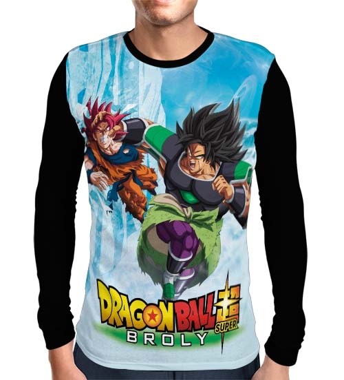 Camisa Manga Longa Broly Vs Goku - Dragon Ball Super