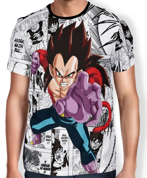 Camisa Full Print Mangá Vegeta SSJ4 - Dragon Ball Super