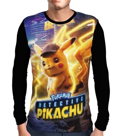 Camisa Manga Longa Pokemon Detetive Pikachu