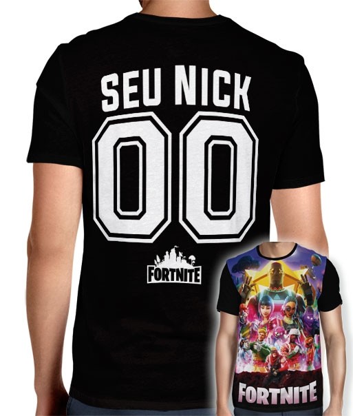 Camisa Full PRINT Personagens - Fortnite - Personalizada Modelo Nick Name e Número