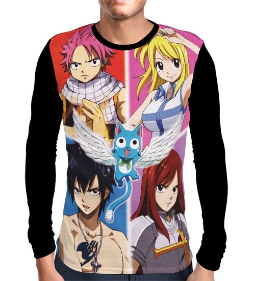 Camisa Manga Longa Quadrados - Fairy Tail