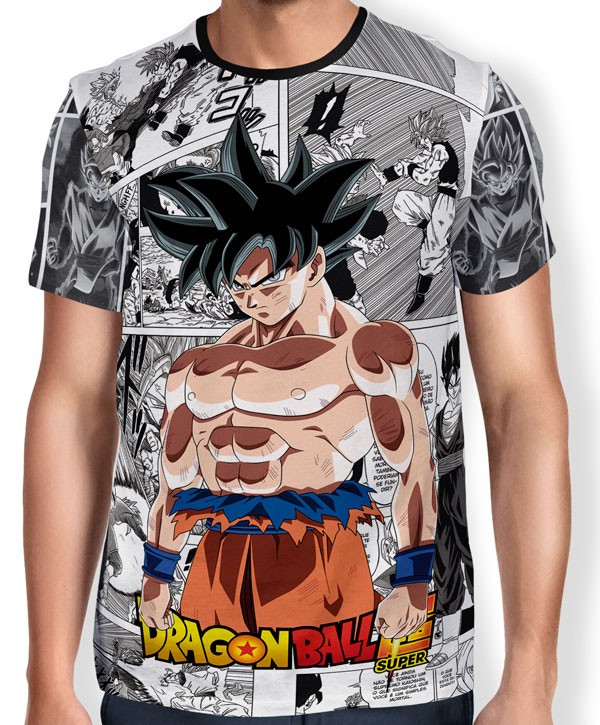 Camisa Full Print Mangá Limit Break Goku - Instinto Superior - Dragon Ball Super