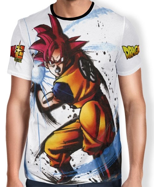 Camisa Full Art Brusher Goku God - Dragon Ball Super