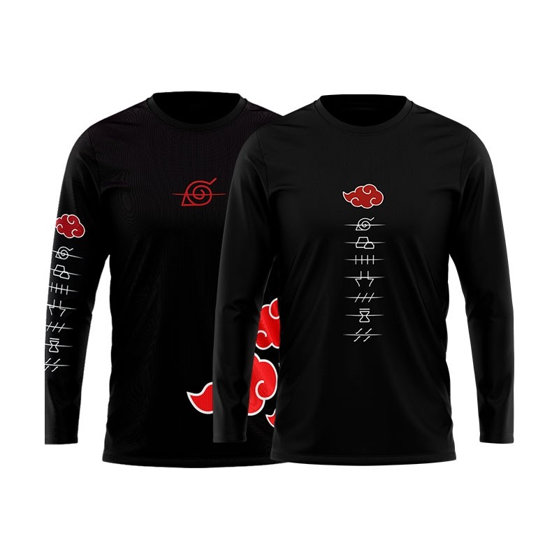 Camisetas Naruto 12 modelos disponíveis tecido 100% algodão fio 30.1, Preta  com símbolo da AKATSUKI.