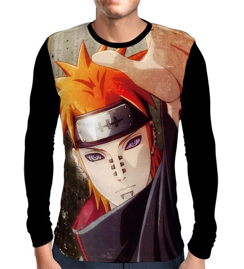Camisa Manga Longa Face Pain- Naruto