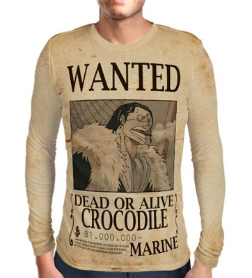 Camisa Manga Longa Print WANTED Crocodile - ONE PIECE