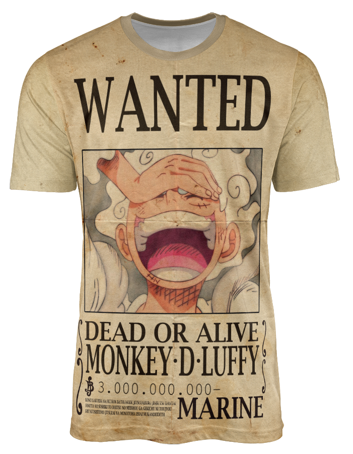 Camisa Full Print Wanted Luffy Gear 5 - One Piece