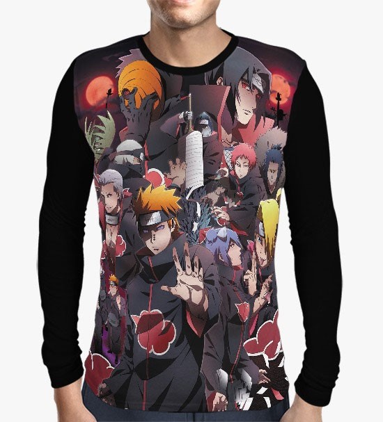 Camisa Manga Longa Naruto - Clã Akatsuki