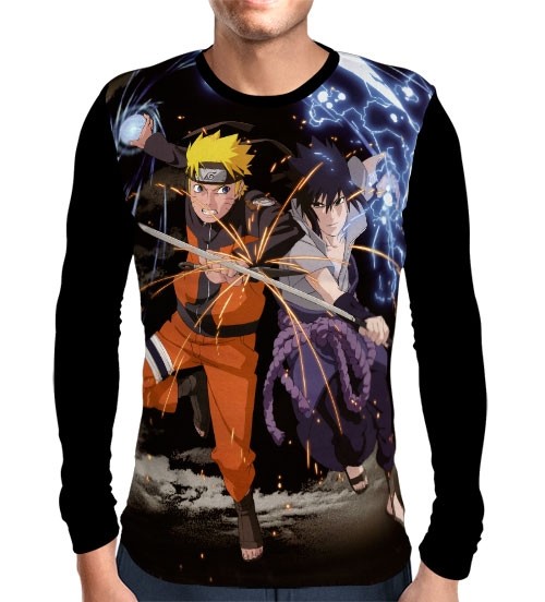 Camisa Manga Longa Naruto Vs Sasuke