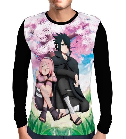 Camisa Manga Longa The Last Sakura e Sasuke - Naruto