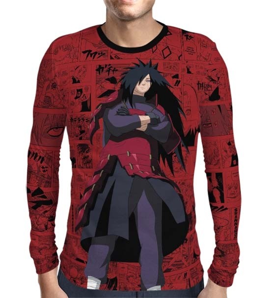 Camisa Manga Longa Print Red Mangá Naruto - Madara