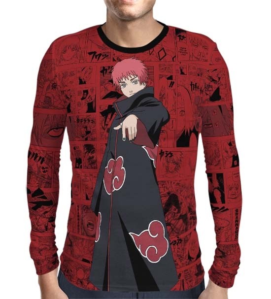 Camisa Manga Longa Print Red Mangá Naruto - Sasori Modelo 1
