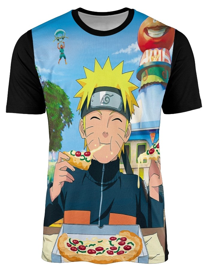 Camisa Naruto Comendo Pizza