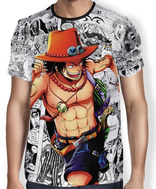 Camisa Full Print Mangá Ace - One Piece