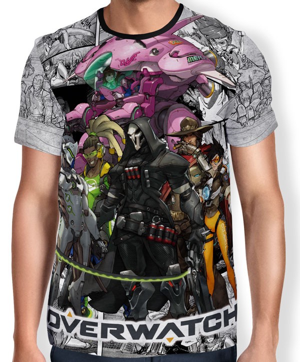 Camisa Full Print Mangá Reaper Tracer D.va - Overwatch