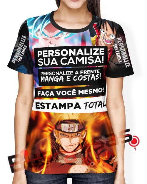 Camisa Estampa Total - Frente - Costas- Mangas - Feminina