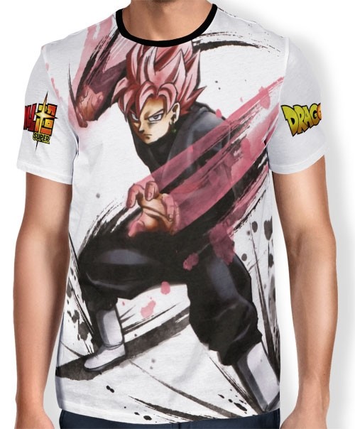 Camisa Art Brusher Rose Goku Black - Dragon Ball Super - Camisas Full