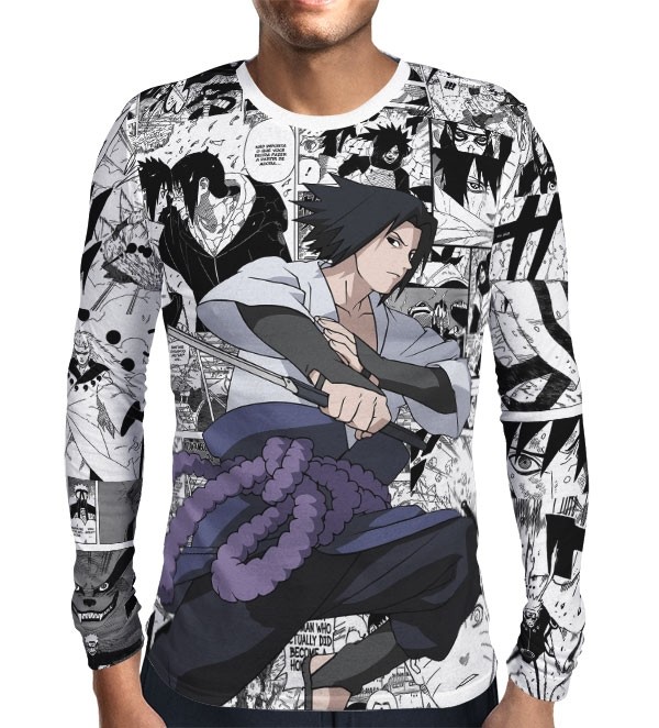 Camisa Manga Longa Print Manga Sasuke - Naruto