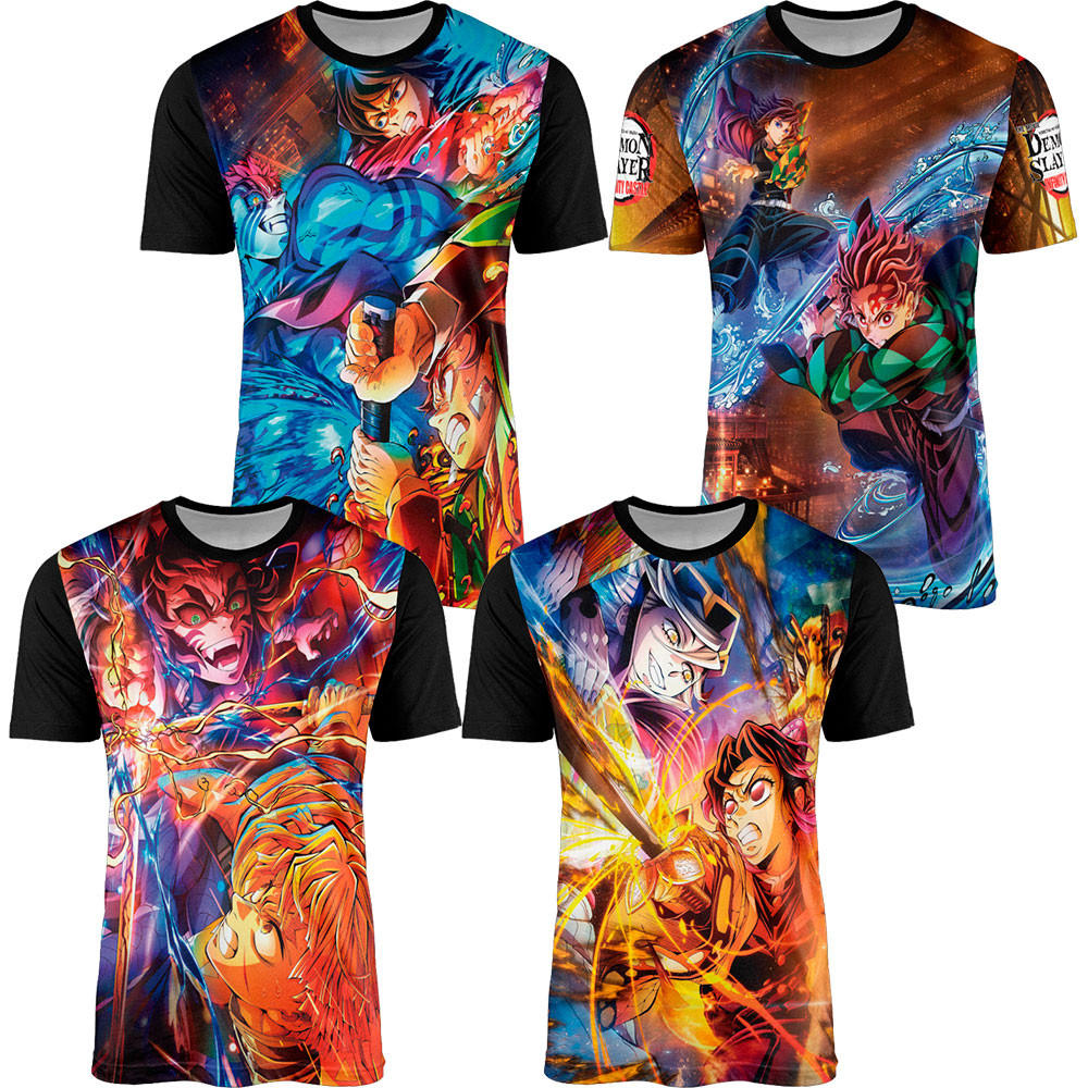 Camisa Demon Slayer: Kimetsu No Yaiba - Castelo Infinito - Lutas - ESCOLHA SEU MODELO