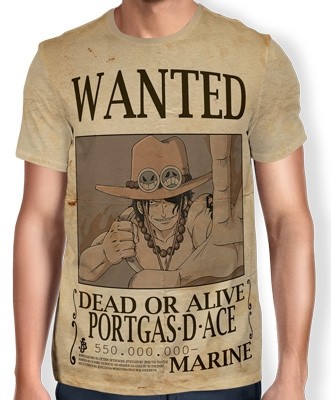 Camisa Full Print Wanted PORTGAS D ACE  - One Piece