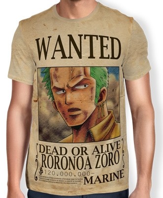 Camisa Full Print Wanted Roronoa Zoro V1 - One Piece