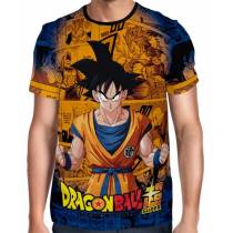 Camisa Full Print Blue Mangá Goku - Dragon Ball