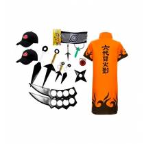 Manto Sexto Hokage Naruto com Kit Ninja e 2 Bonés