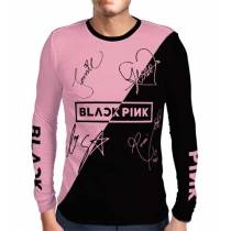 Camisa Manga Longa Print Blackpink - Nomes Preta/Rosa Especial - K-Pop