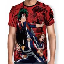 Camisa Full PRINT Red Manga Deku Team - Boku No Hero Academia