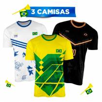 Kit Hexa 3 Camisas Copa do Mundo Brasil Animes 