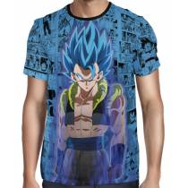 Camisa Full Print Blue Mangá Gogeta - Dragon Ball Super Broly