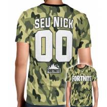 Camisa Full PRINT Camuflada Normal Logo Fortnite - Personalizada Modelo Nick Name e Número