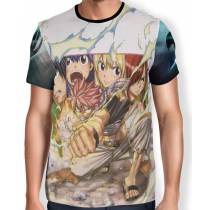 Camisa Full Print - Draw Fairy Tail - Natsu Lucy Grey Wendy Erza
