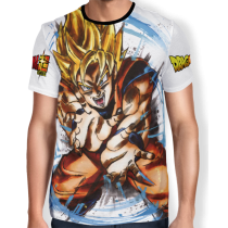 Camisa Full Art Brusher Son Goku SSJ - Dragon Ball Super